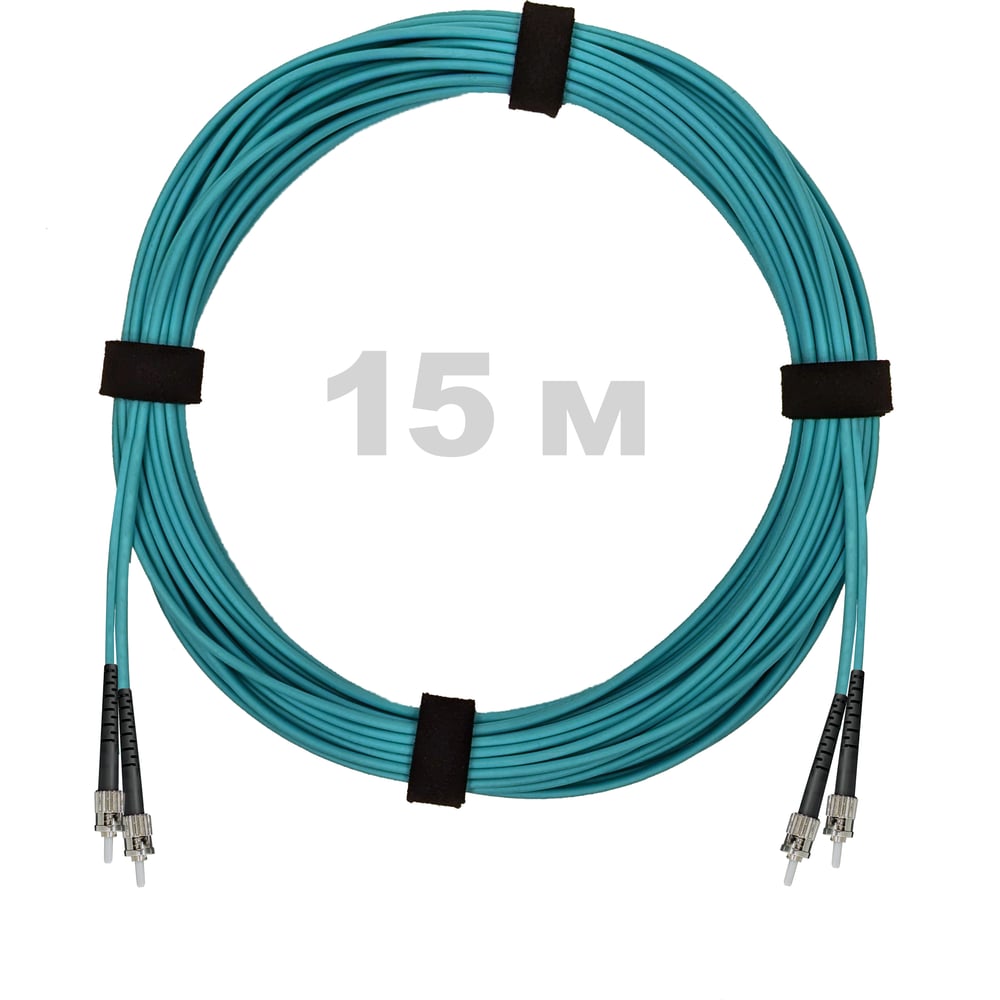 Патч-корд оптический ENGINOVA ST/PC-ST/PC MM (OM3) 3mm duplex LSZH, 15 м ENG-PC-DX-2ST-OM3-15m-LSZH-AQ