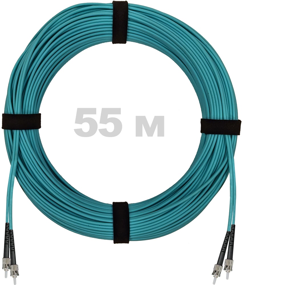 Патч-корд оптический ENGINOVA ST/PC-ST/PC MM (OM3) 3mm duplex LSZH, 55 м ENG-PC-DX-2ST-OM3-55m-LSZH-AQ