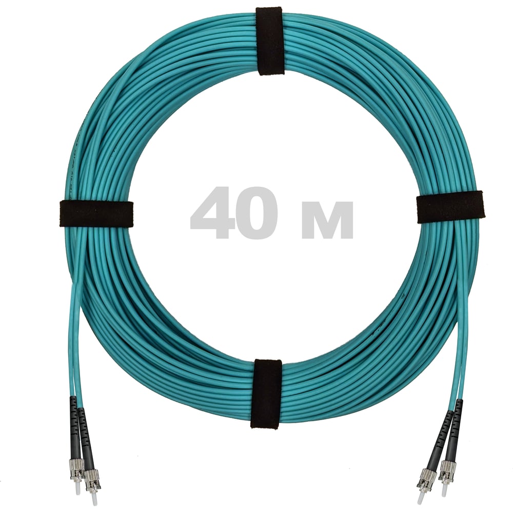 Патч-корд оптический ENGINOVA ST/PC-ST/PC MM (OM3) 3mm duplex LSZH, 40 м ENG-PC-DX-2ST-OM3-40m-LSZH-AQ