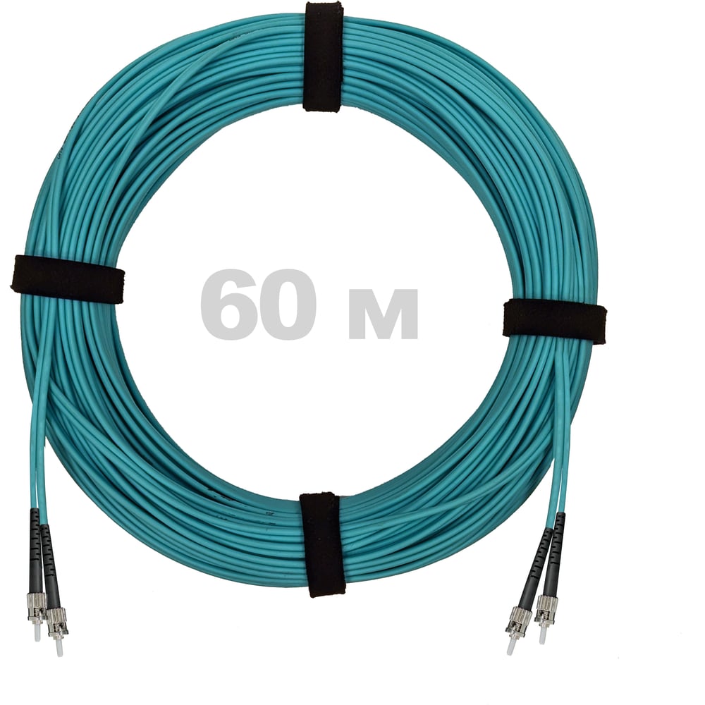 Патч-корд оптический ENGINOVA ST/PC-ST/PC MM (OM3) 3mm duplex LSZH, 60 м ENG-PC-DX-2ST-OM3-60m-LSZH-AQ