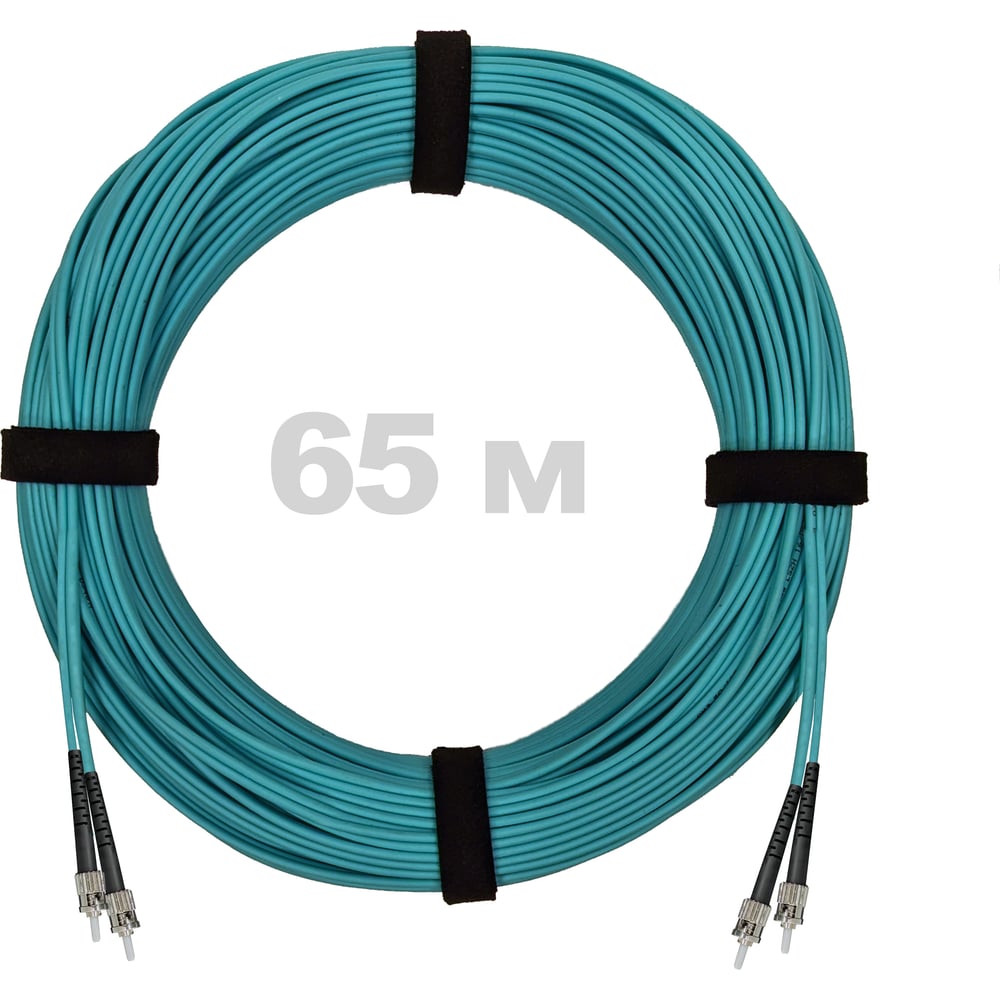 Патч-корд оптический ENGINOVA ST/PC-ST/PC MM (OM3) 3mm duplex LSZH, 65 м ENG-PC-DX-2ST-OM3-65m-LSZH-AQ