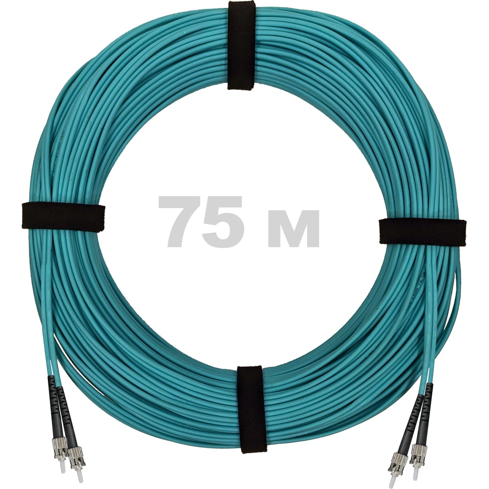 Патч-корд оптический ENGINOVA ST/PC-ST/PC MM (OM3) 3mm duplex LSZH, 75 м ENG-PC-DX-2ST-OM3-75m-LSZH-AQ