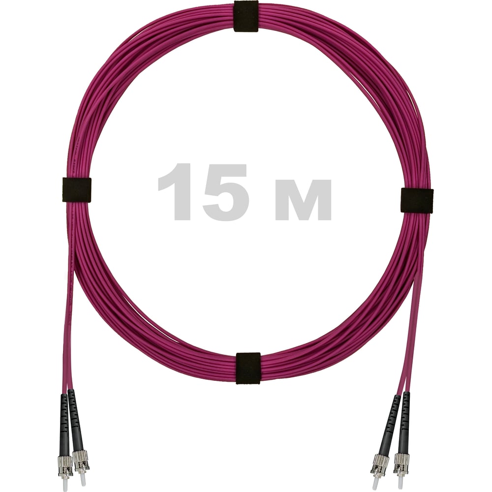 Патч-корд оптический ENGINOVA ST/PC-ST/PC MM (OM4) 2mm duplex LSZH, 15 м ENG-PC2.0-DX-2ST-OM4-15m-LSZH-MG