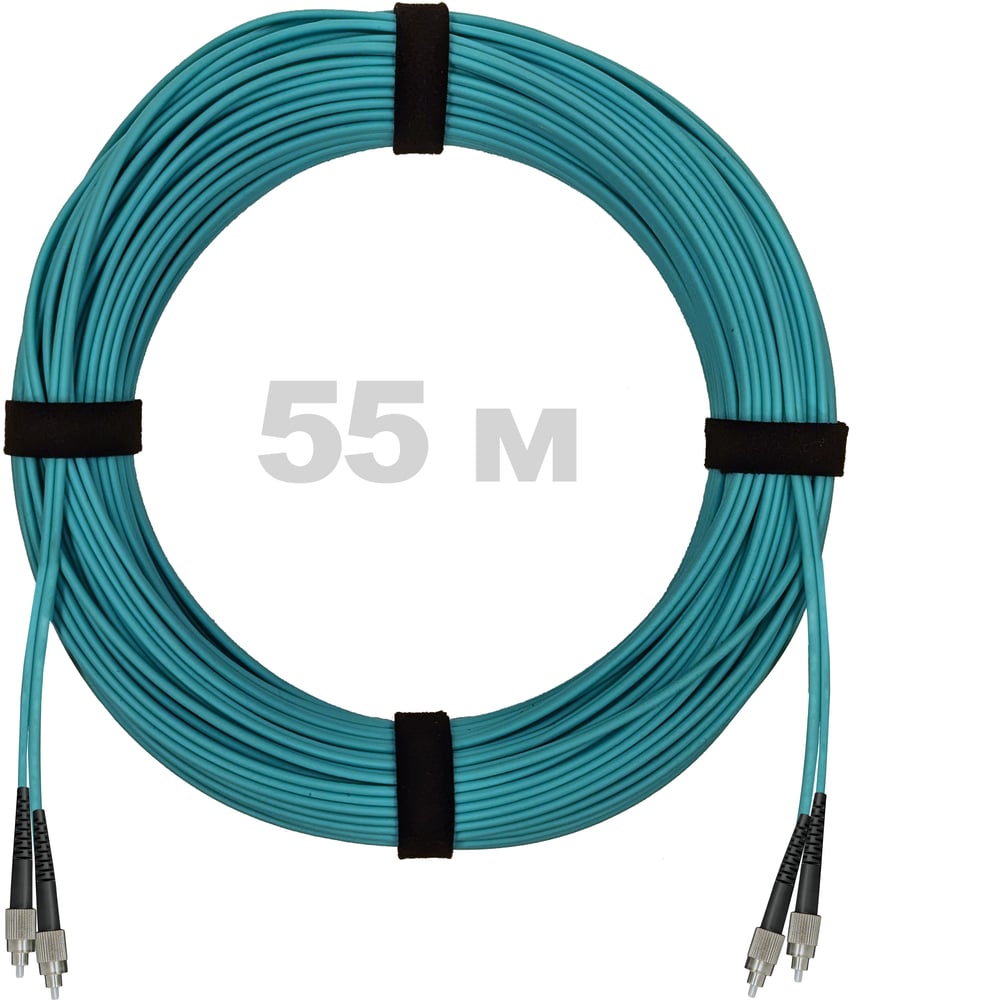 Патч-корд оптический ENGINOVA FC/UPC-FC/UPC MM (OM3) 3mm duplex LSZH, 55 м ENG-PC-DX-2FCU-OM3-55m-LSZH-AQ
