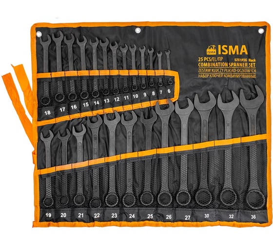 Изображение товара Набор ключей комбинированных ISMA 25 предметов ISMA-5261P36 Black(64069)