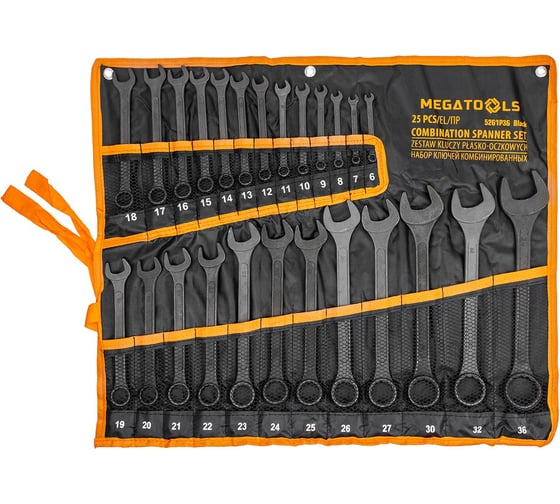 Изображение товара Набор ключей комбинированных MEGATOOLS 25 предметов MT-5261P36 Black(64071)