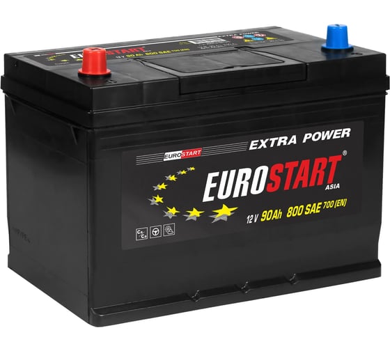 Изображение товара Аккумуляторная батарея EUROSTART Extra Power Asia, 90 А·ч, L+, нижний борт EUA901