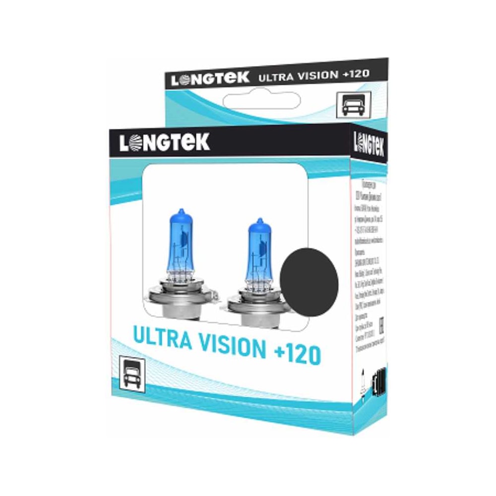 Изображение товара Автолампа галогенная LONGTEK H7 Ultra Vision+120 комплект 2 шт 12 В 55 Вт