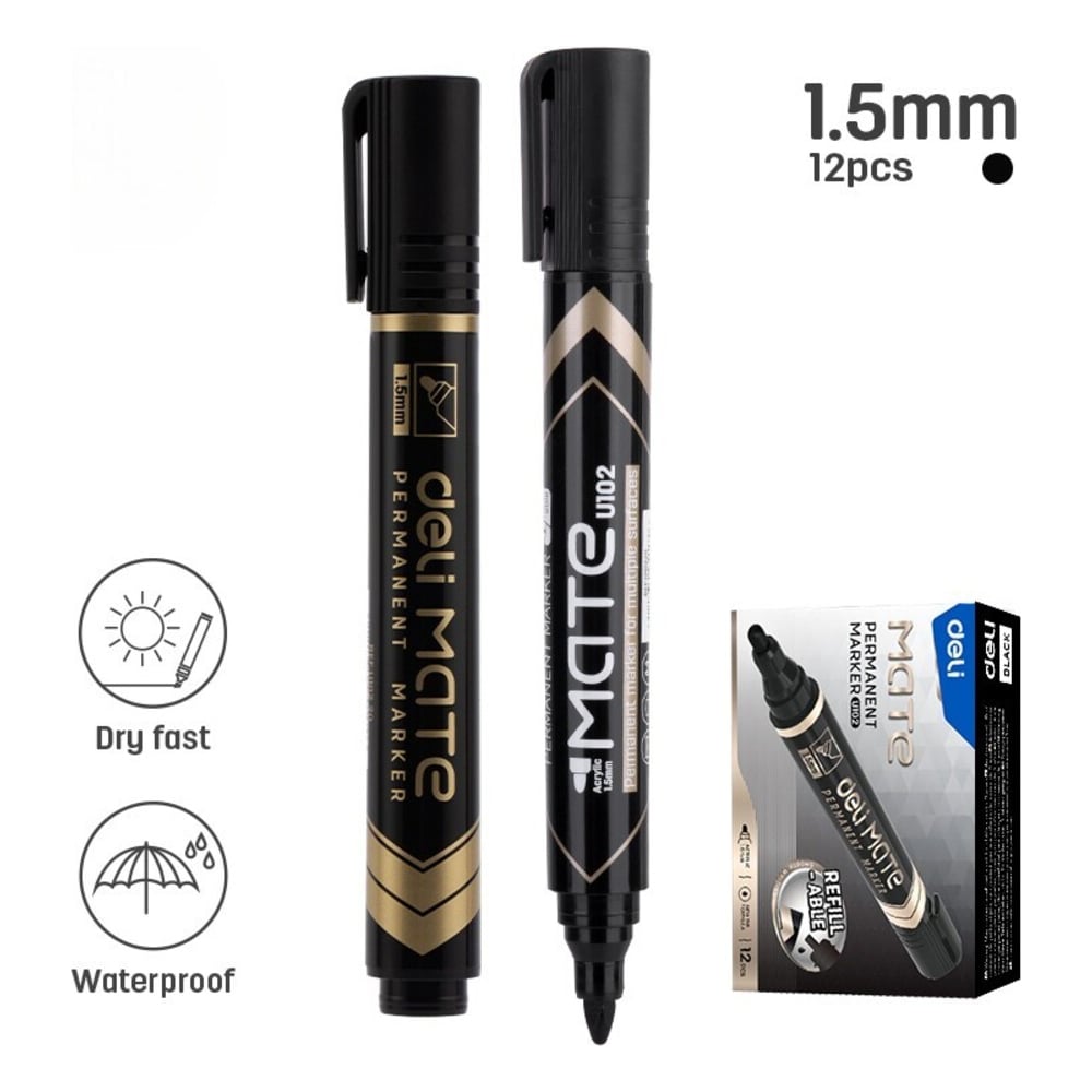 Изображение товара Перманентный маркер DELI Mate круглый 1.5 мм синий, 12 шт