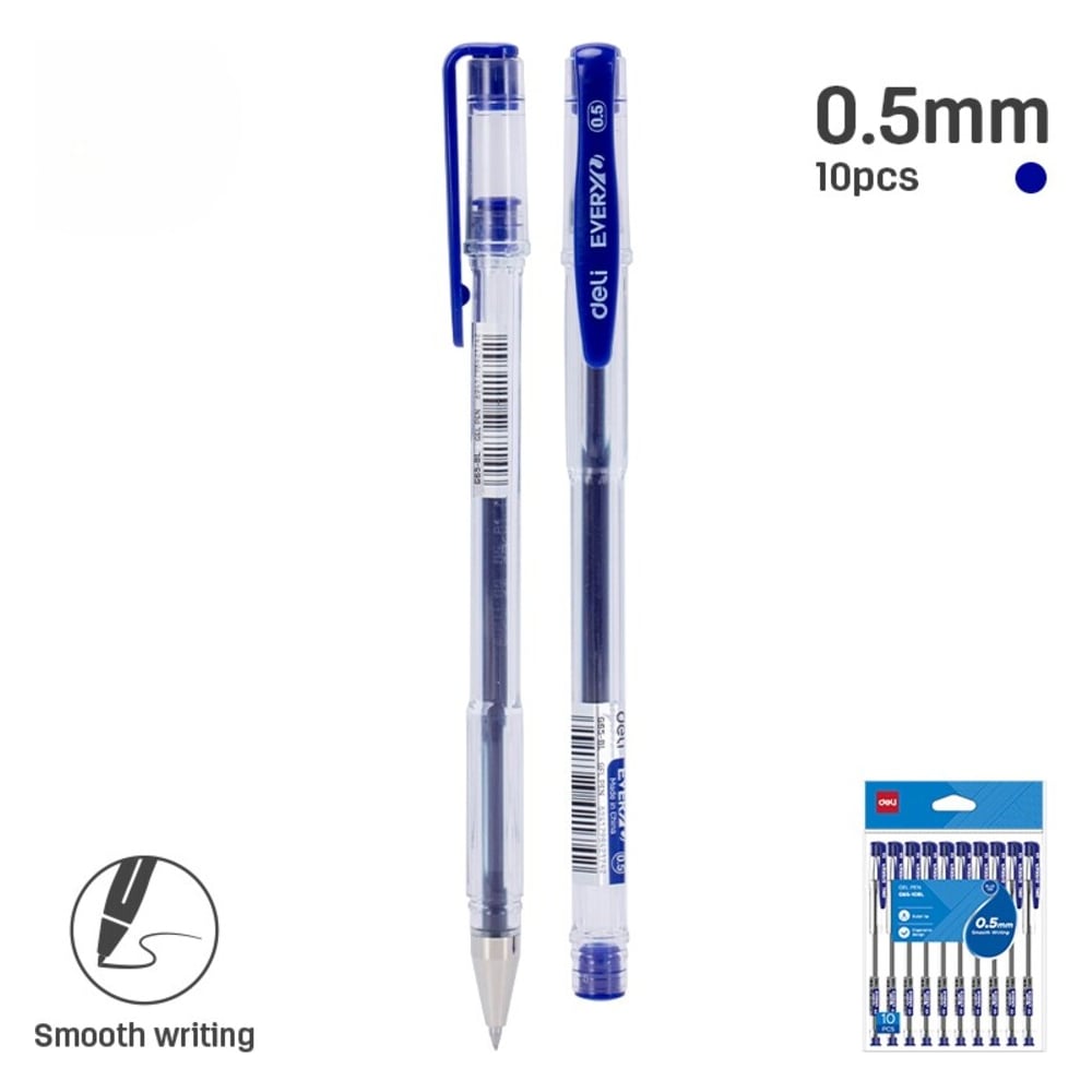 Изображение товара Набор гелевых ручек DELI 24 упаковки по 10 шт с синими чернилами