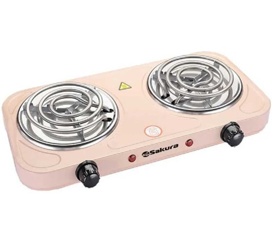 Изображение товара Плитка электро SAKURA ПЭ-03C 2000Вт, 145/145мм, 2 конфорки/спираль, бежевый РТ-00070161