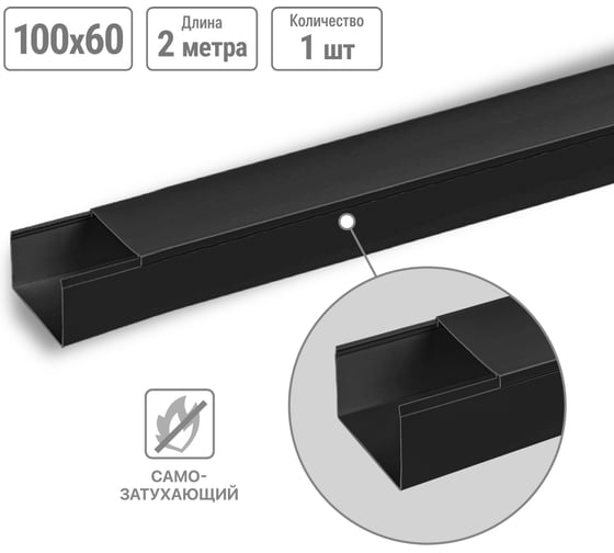 Изображение товара Кабель-канал TDM ELECTRIC черный 100х60, 2 метра, упаковка 1 штука SQ0402-3910