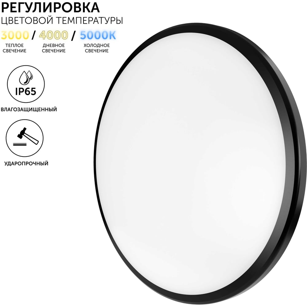 Изображение товара Светодиодный светильник Geniled настенно потолочный накладной Orbita круглый черный 08975_black