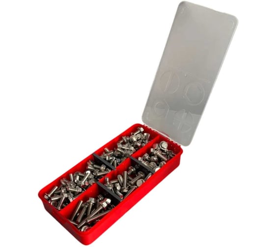 Изображение товара Болты 23 Болта нержавеющие с фланцем М6 DIN 6921 в органайзере НАБОР 1 1000159