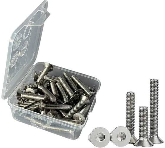 Изображение товара Винт 23 Болта нержавеющий 6х50 потайной DIN7991 в органайзере, 55 шт. 2000000618241орг-ф55