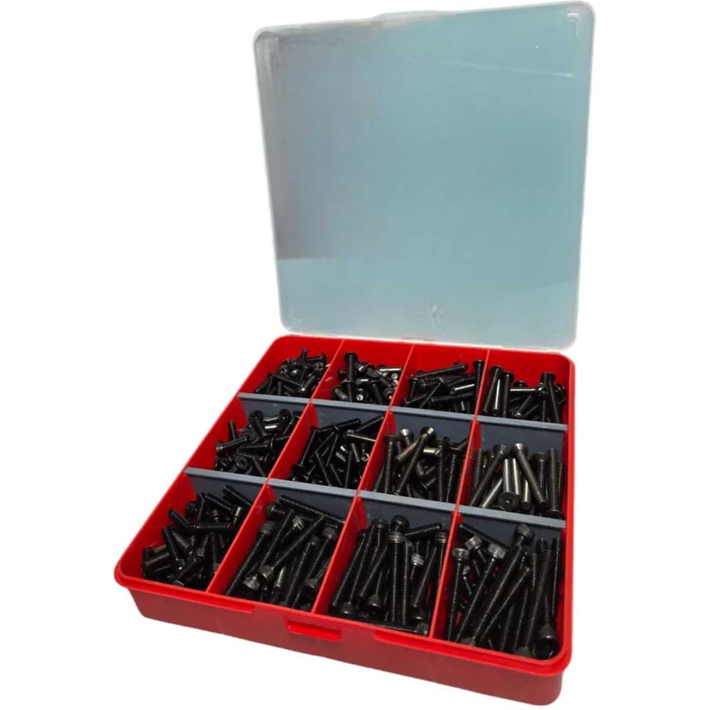 Изображение товара Набор винтов М5 черные DIN7380, DIN7991, DIN912 в органайзере 23 шт
