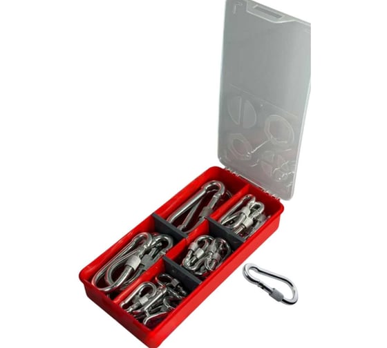 Изображение товара Карабин c фиксатором 23 Болта ОЦ DIN5299D в органайзере НАБОР 1 1000163