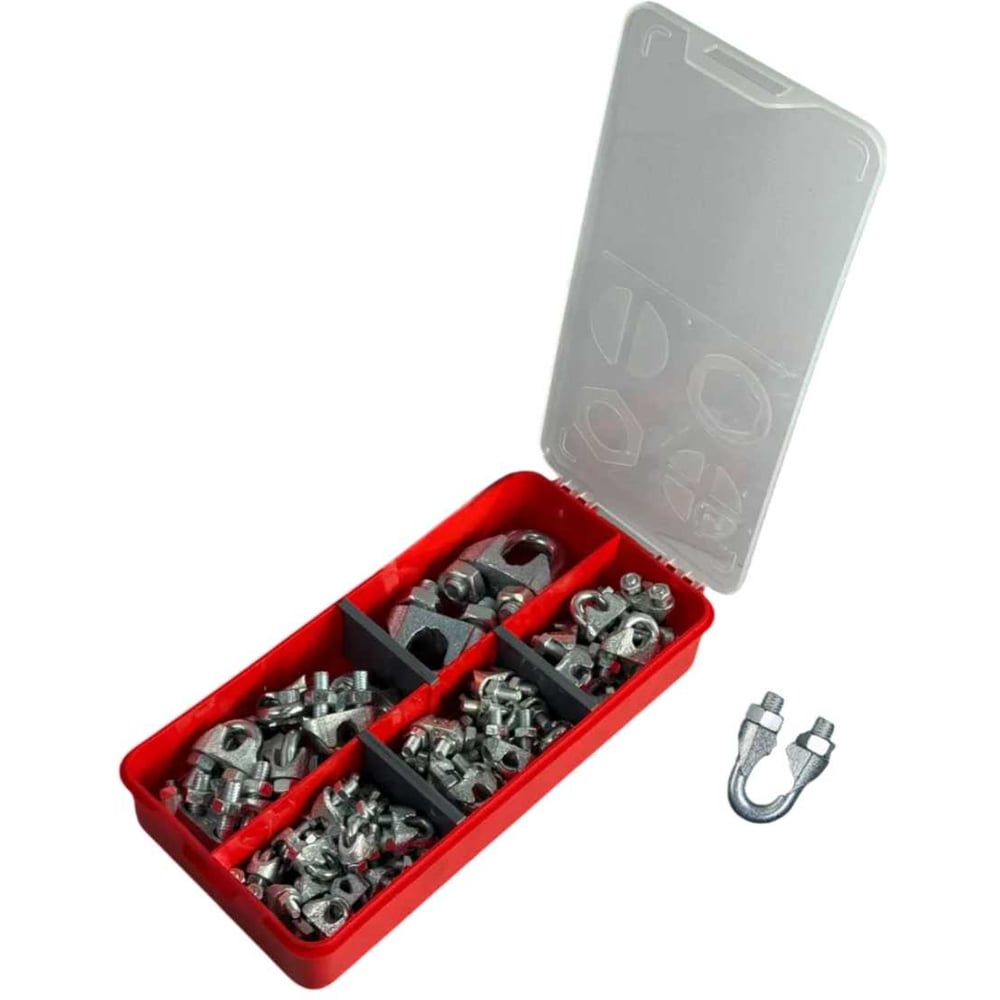 Изображение товара Зажим для стальных канатов 23 Болта ОЦ DIN741 в органайзере набор