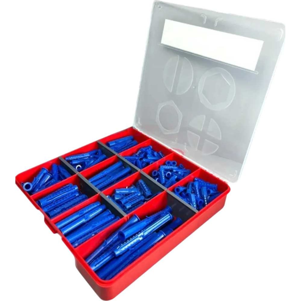 Изображение товара Набор распорных дюбелей и болтов 23 усы + шипы в органайзере 270 шт