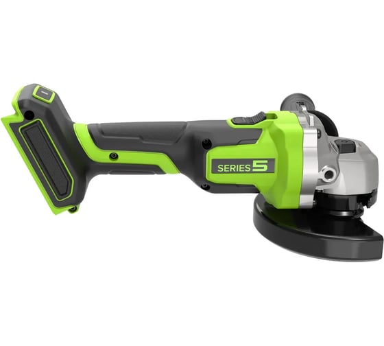 Изображение товара Угловая шлифовальная машина аккумуляторная GreenWorks AG590, 24V, б/щет, 125 мм, 8500 об/мин, Anti-Kickback,1х4Ач, ЗУ, коробка 3201007VUB