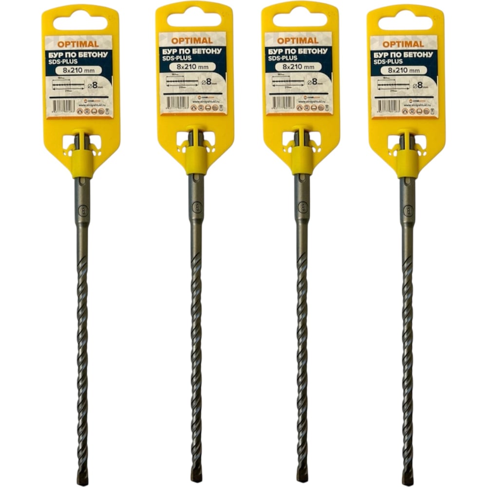 Изображение товара Бур по бетону SDS-plus 8х210 мм OPTIMAL 4 шт для кирпича, гранита и камня