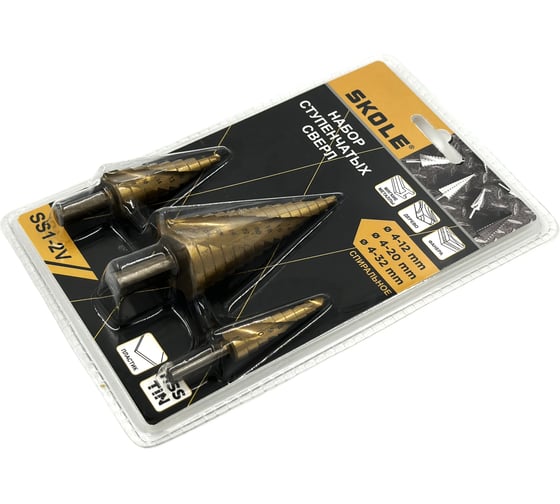 Изображение товара Сверло ступенчатое витое Skole стандарт набор 4-12/20/32 3PC SS1-2V