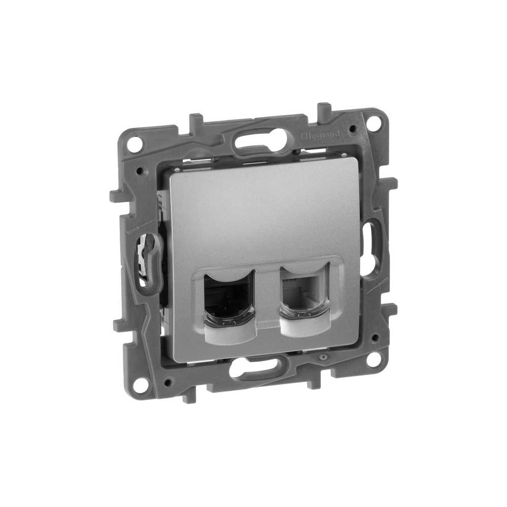 Изображение товара Розетка двойная IEK ETIKA RJ11+RJ45 кат.5E UTP алюминий 672452