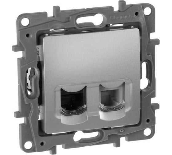 Изображение товара Розетка двойная IEK ETIKA RJ11+RJ45 кат.5E UTP алюминий 672452