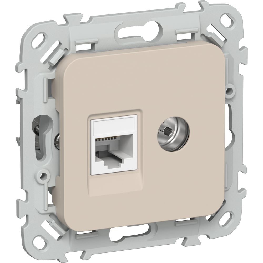 Розетка двойная IEK FLITE RJ45/TV кат.5Е UTP РКТВ5е-2-0-ФлЛ льняной FI-AK22-1-K88