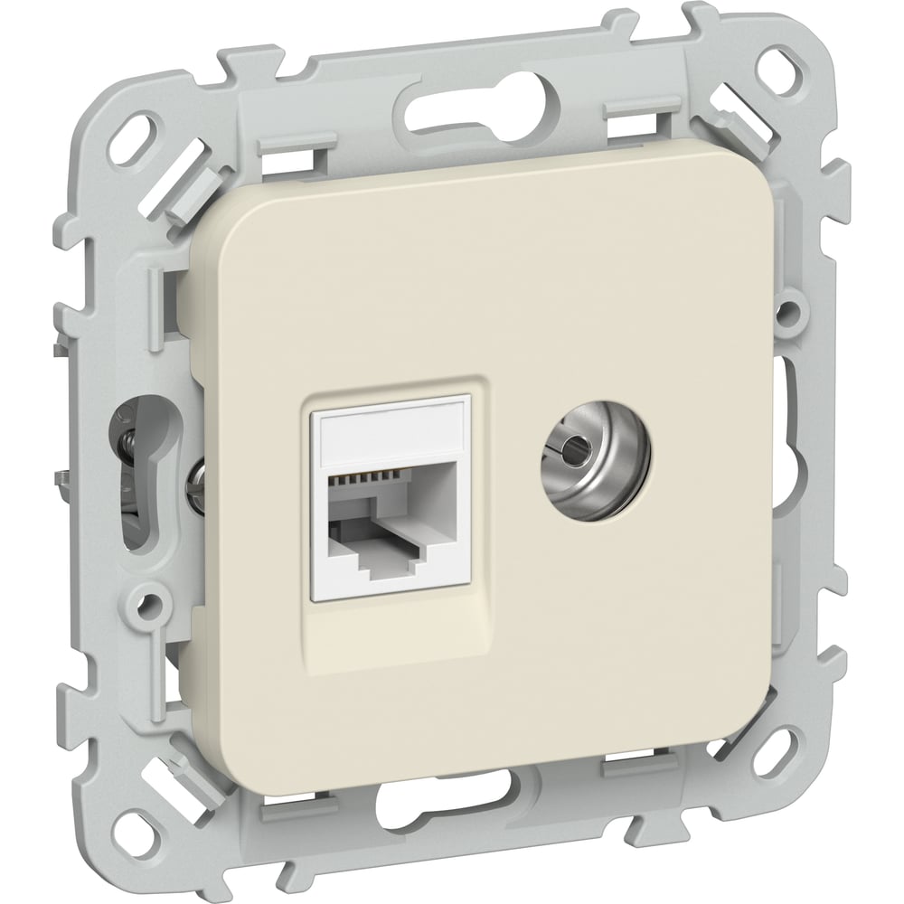 Изображение товара Розетка двойная IEK FLITE RJ45/TV кат.5Е UTP РКТВ5е-2-0-ФлСл сливочный FI-AK22-1-K86