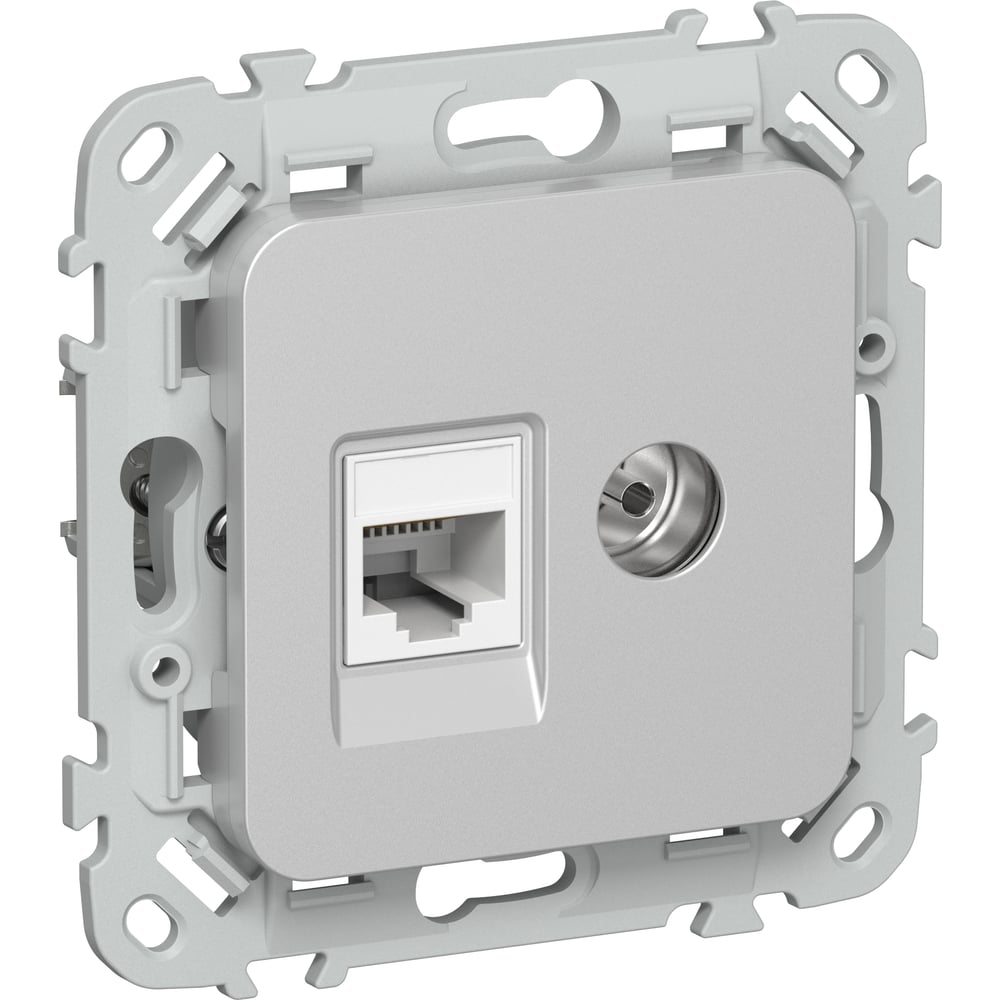 Изображение товара IEK FLITE: двойная розетка RJ45/TV 5E, алюминий