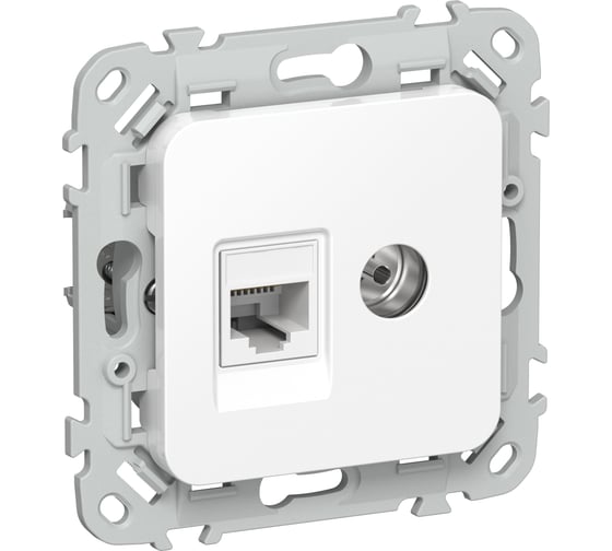 Изображение товара Розетка двойная IEK FLITE RJ45/TV кат.5Е UTP РКТВ5е-2-0-ФлБ белый FI-AK22-1-K01