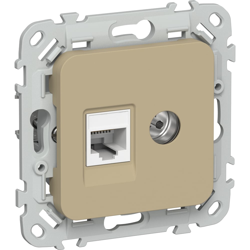 Розетка двойная IEK FLITE RJ45/TV кат.5Е UTP РКТВ5е-2-0-ФлХ хаки FI-AK22-1-K59