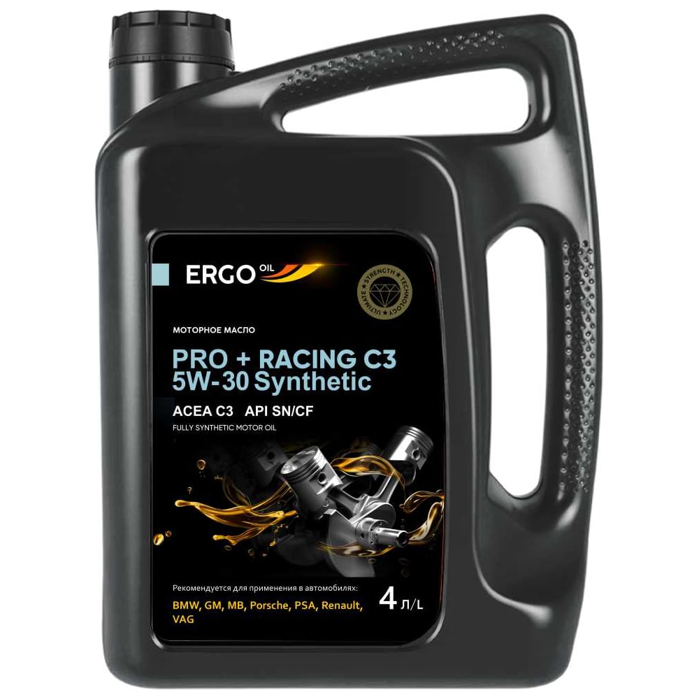 Изображение товара Моторное масло ERGOOIL PRO + RACING C3 5W-30 4л синтетика для легковых и грузовых