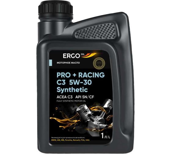 Изображение товара Моторное масло ERGOOIL PRO + RACING C3 5W-30 Synthetic SN/CF (канистра 1 л) ERGO120023003200
