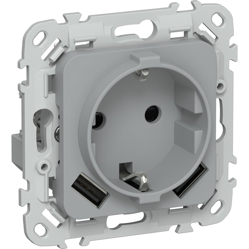 Изображение товара Розетка IEK FLITE с заземляющим контактом и USB 16А с IP20 серый