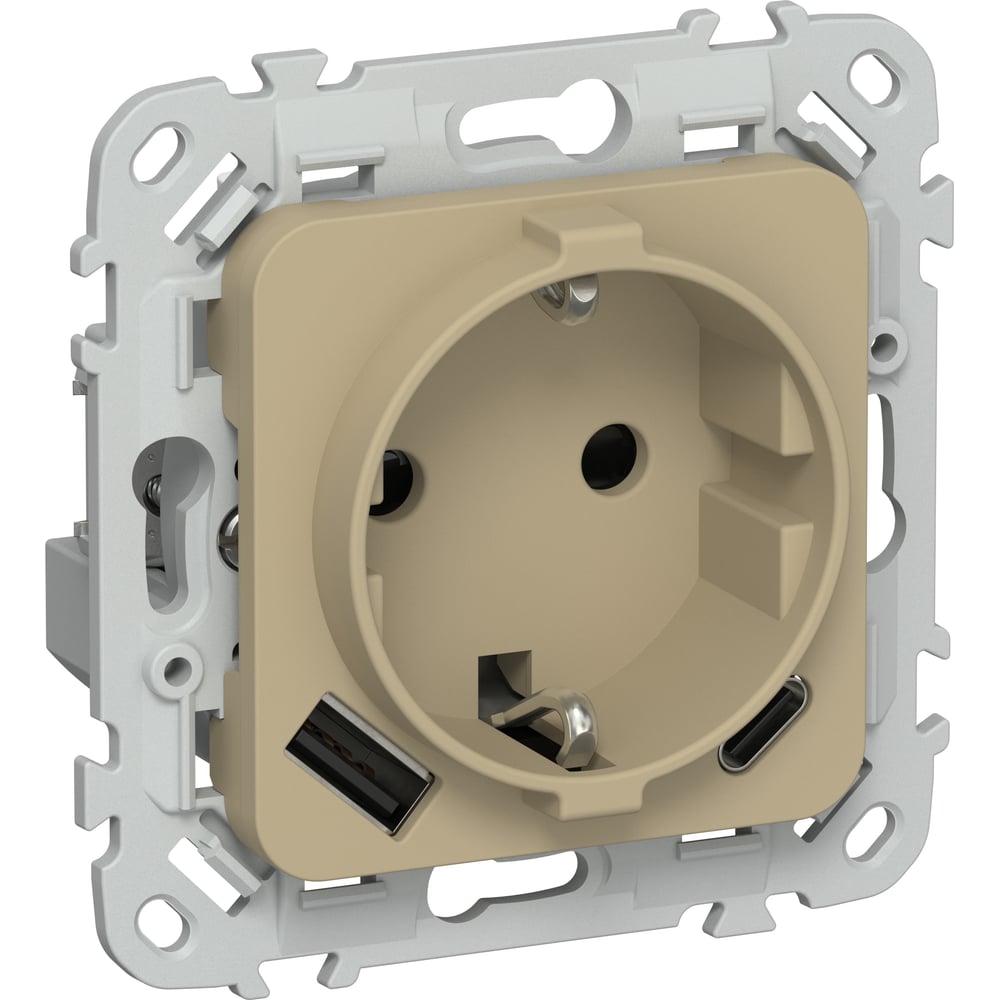 Изображение товара Розетка IEK FLITE 16А с заземлением и USB Type-C 20Вт хаки