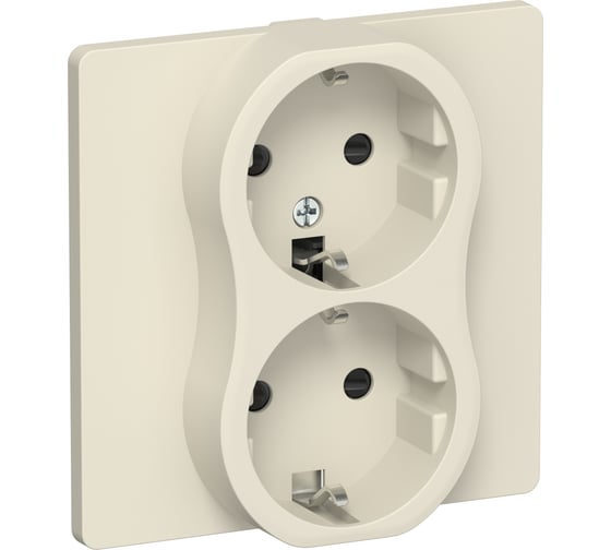 Изображение товара Розетка двойная IEK FLITE с заземляющим контактом и шторками, б/к 16А РСш12-1-К-ФлСл сливочный FI-R24C-16-1-K86