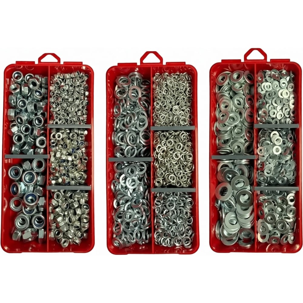 Изображение товара Набор органайзеров 23 Болта гайки шайбы 3 в 1 оцинкованная сталь универсальный