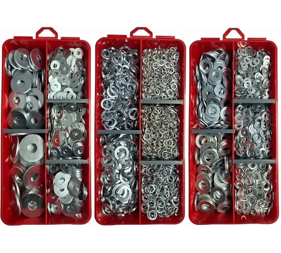 Изображение товара Набор органайзеров 23 Болта 3 в 1 шайбы оцинкованные КОМПЛЕКТ 1 1000001/1000003/1000056