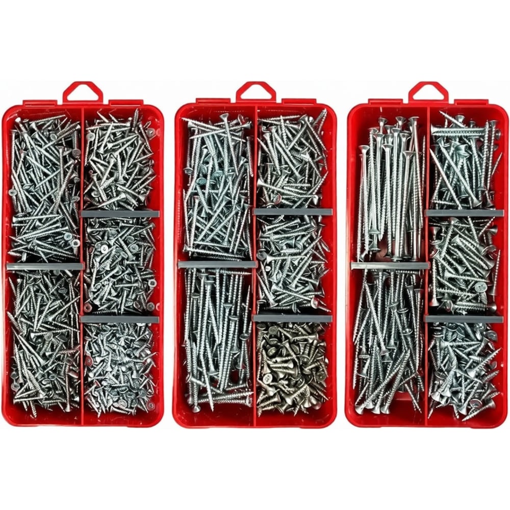 Изображение товара Набор органайзеров 23 Болта 3 в 1 шурупы БЦ комплект 2100 шт цинк по дереву