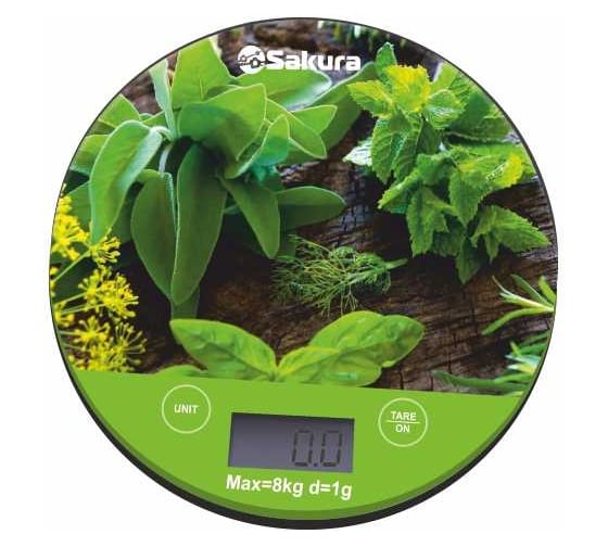 Изображение товара Весы кухонные Sakura SA-6076G 8кг электронные, зелень РТ-00069868