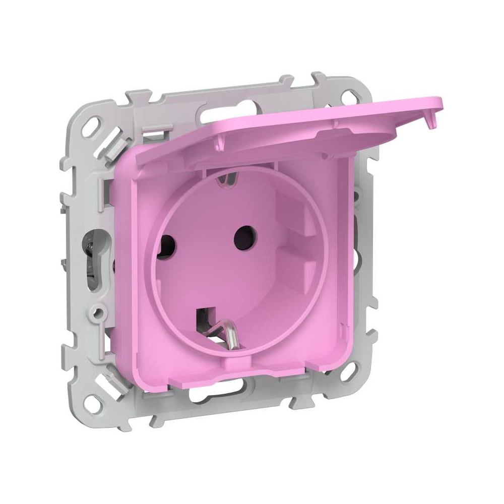 Изображение товара Розетка IEK FLITE с заземляющим контактом, шторками и крышкой, IP44, пурпурная, 16А