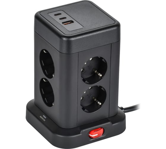 Изображение товара Удлинитель IEK DOMINIC У08K 1.5м, 3х1мм2, USB A+C, 20Вт, черный DN-YP30-16-08-01-ZKU-K02