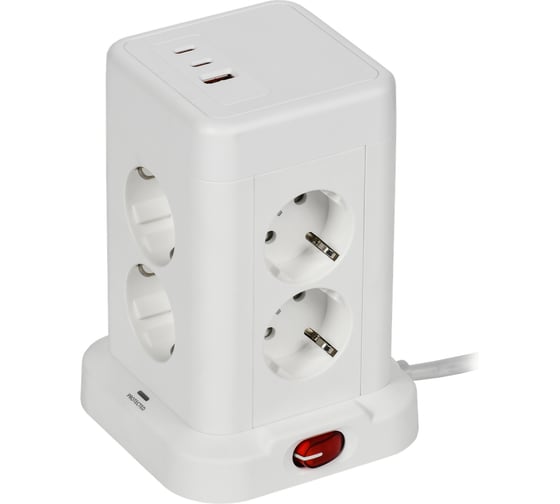 Изображение товара Удлинитель IEK DOMINIC У08K 1.5м, 3х1мм2, USB A+C, 20Вт, белый DN-YP30-16-08-01-ZKU-K01