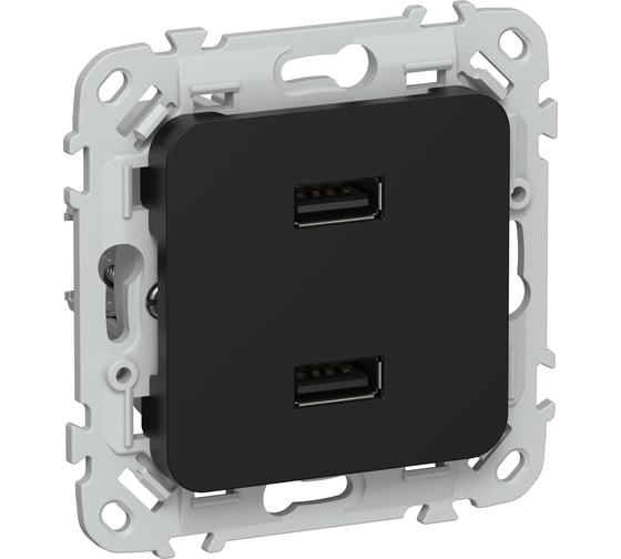 Изображение товара Розетка IEK FLITE USB AA 2,1А РЮ-2-ФлЧ черный FI-U21-D31-K02