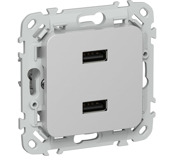 Изображение товара Розетка IEK FLITE USB AA 2,1А РЮ-2-ФлА алюминий FI-U21-D31-K47