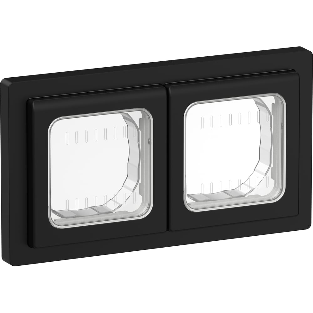 Изображение товара Рамка IEK FLITE 2-местная IP55 черная модель FI-M20-32-55-K02