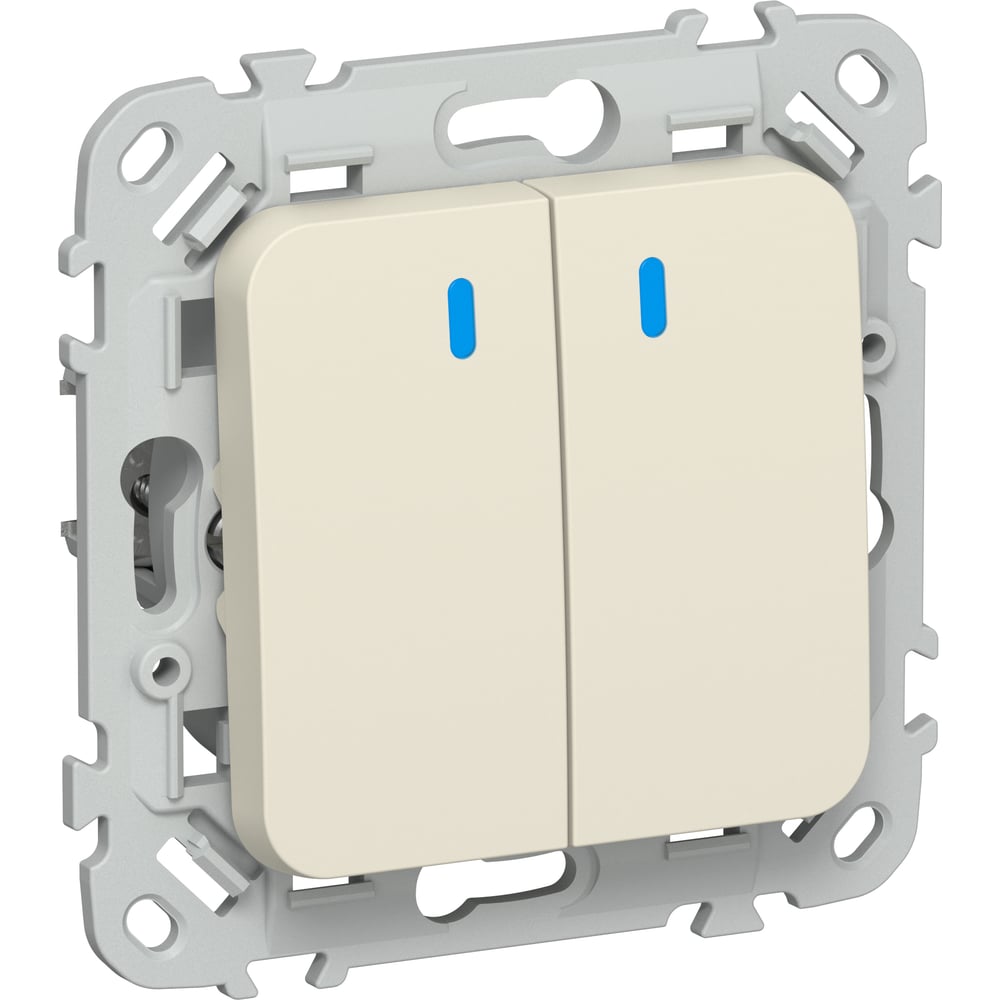 Изображение товара Выключатель IEK FLITE 2-клавишный, с индикацией, 10А ВС12-1-1-ФлСл сливочный FI-V20-1-10-1-K86