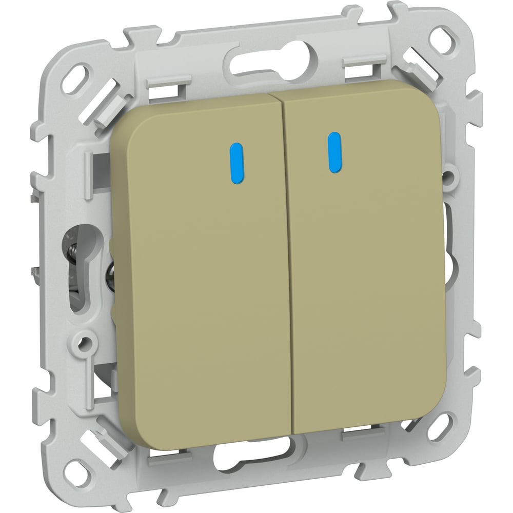 Изображение товара Выключатель IEK FLITE 2-клавишный с индикацией 10А оливковый